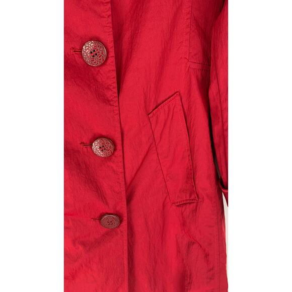 Elie Tahari Double Breasted Trench Coat Jacket Womens Small Red - Picture 3 of 12